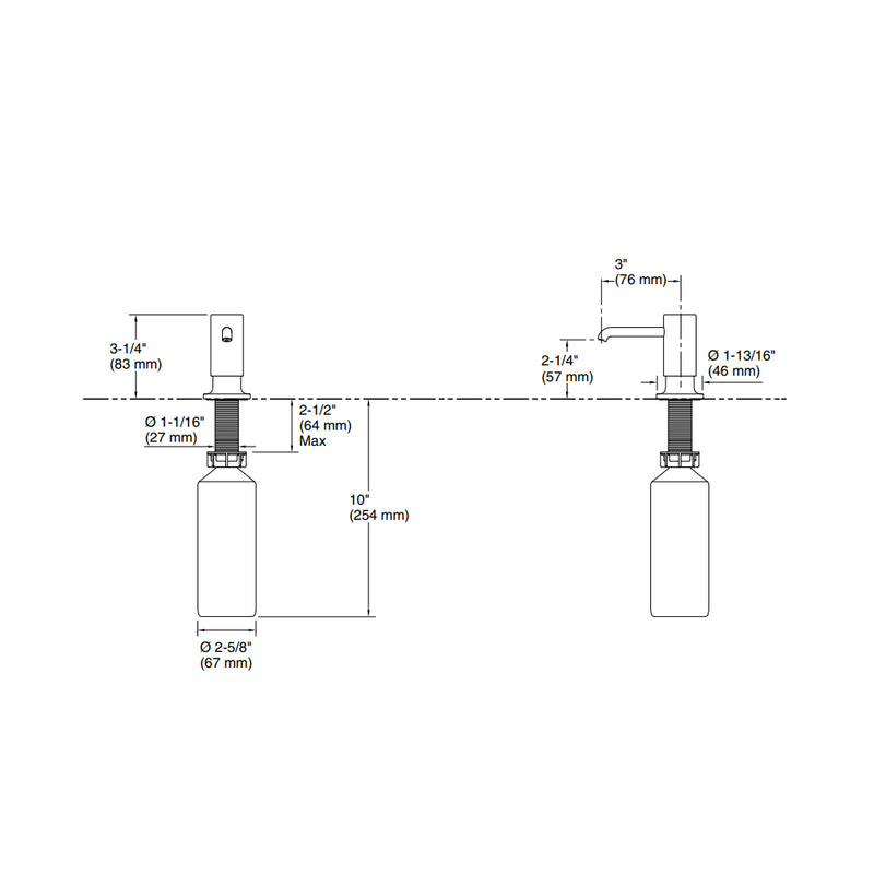 Purist Round Soap Dispenser - Free Standing - 2" Brass/Brushed Brass