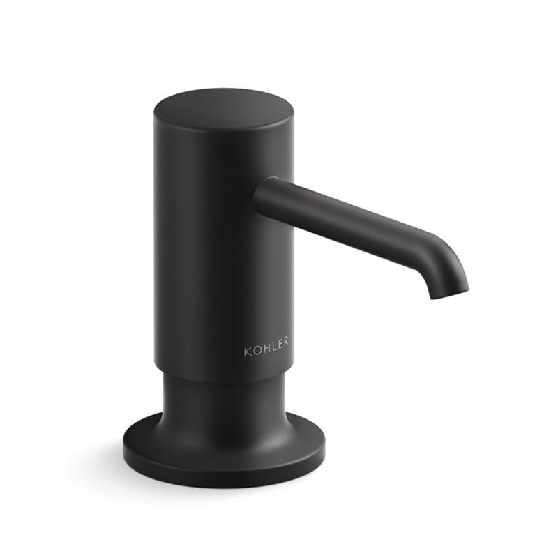 Purist Round Soap Dispenser - Free Standing - 2" Brass/Matt Black