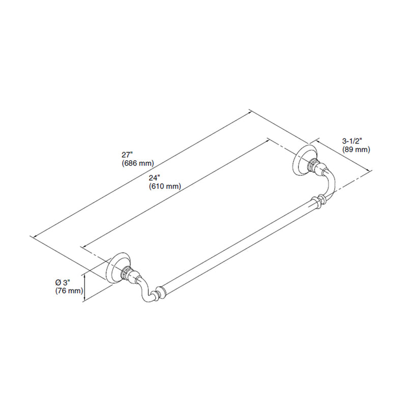 Artifacts Towel Bar - Wall Mount - 24" Brass/Polished Nickel