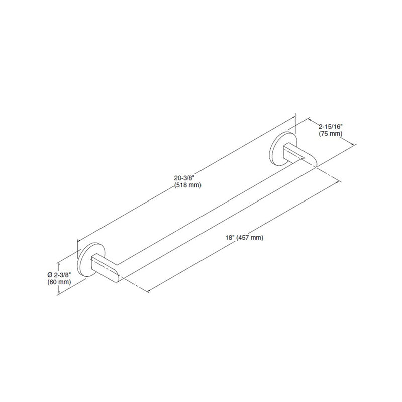 Components Towel Bar - Wall Mount - 18" Brass/Matt Black