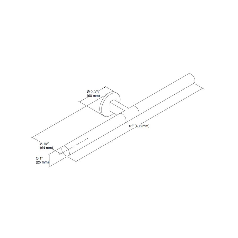 Components Double Towel Bar - Wall Mount - 16" Brass/Matt Black