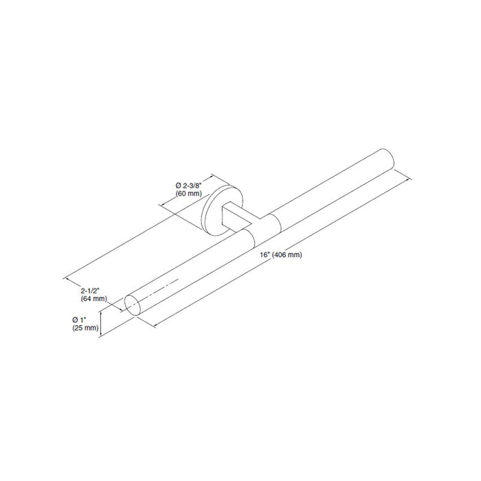 Components Double Towel Bar - Wall Mount - 16" Brass/Matt Black