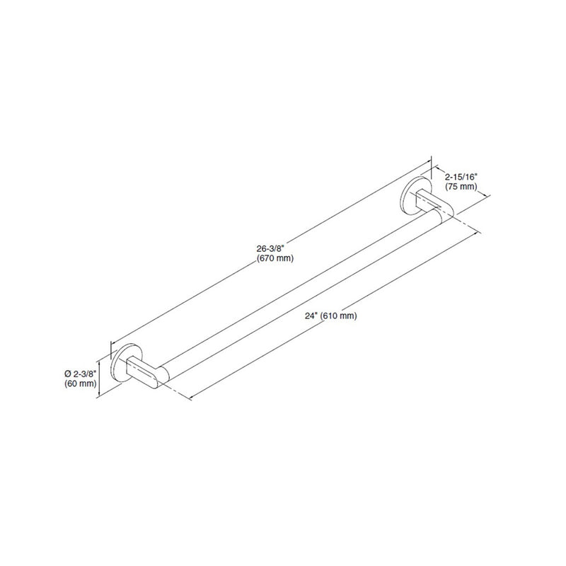 Components Towel Bar - Wall Mount - 24" Brass/Matt Black