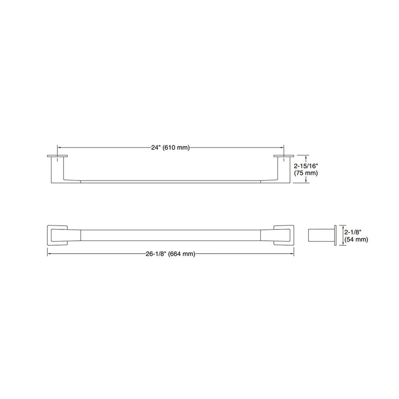 Honesty Single Towel Bar - Wall Mount - 24" Brass/Brushed Nickel