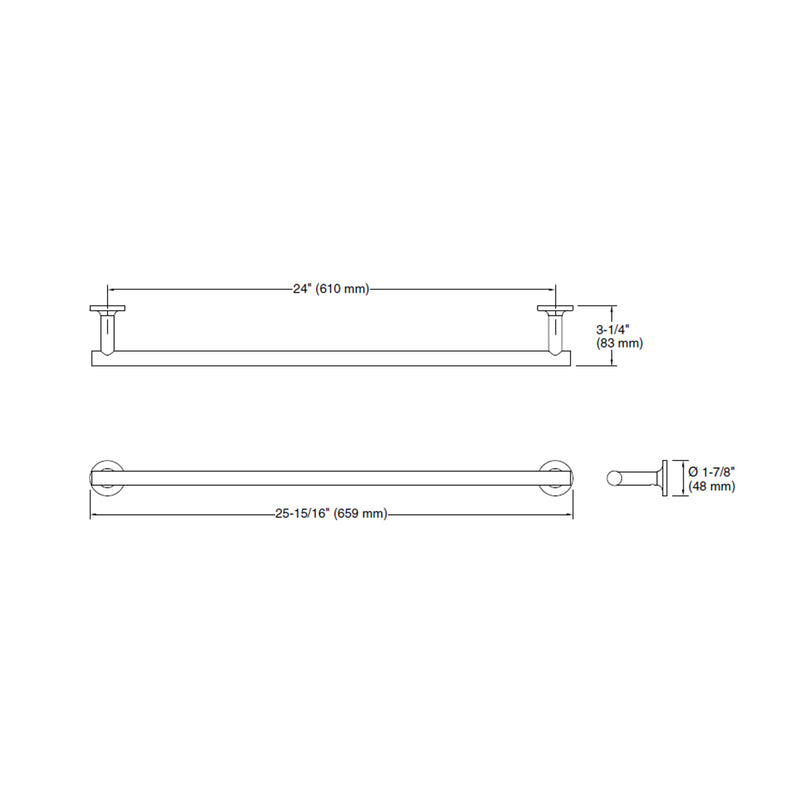 Purist Towel Bar - Wall Mount - 24" Brass/Brushed Brass