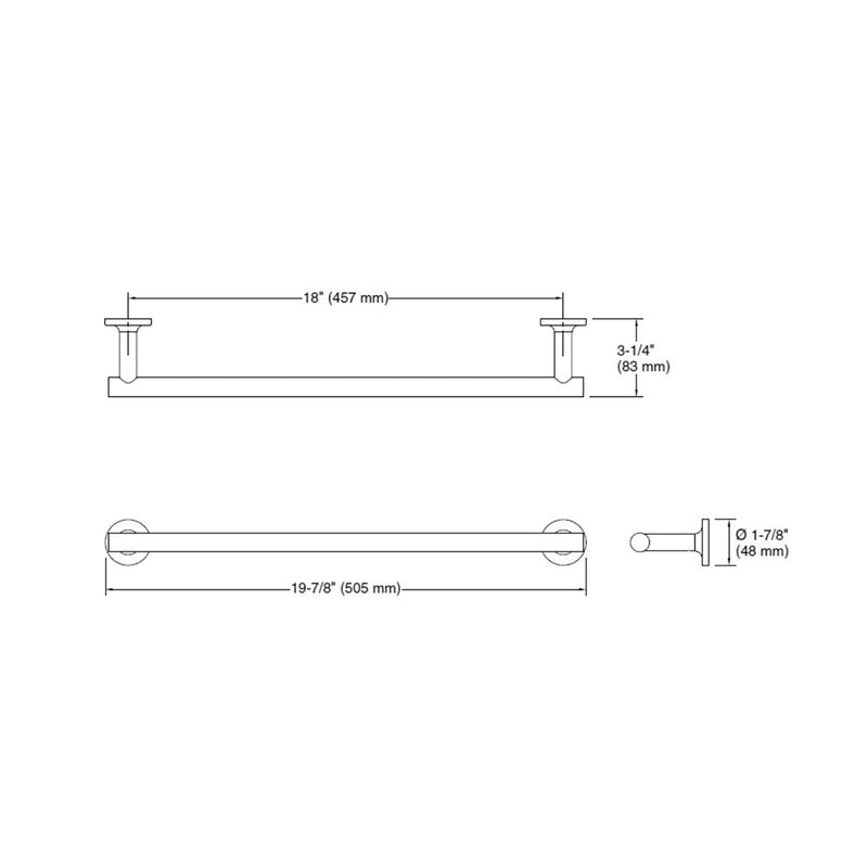 Purist Towel Bar - Wall Mount - 18" Brass/Brushed Brass