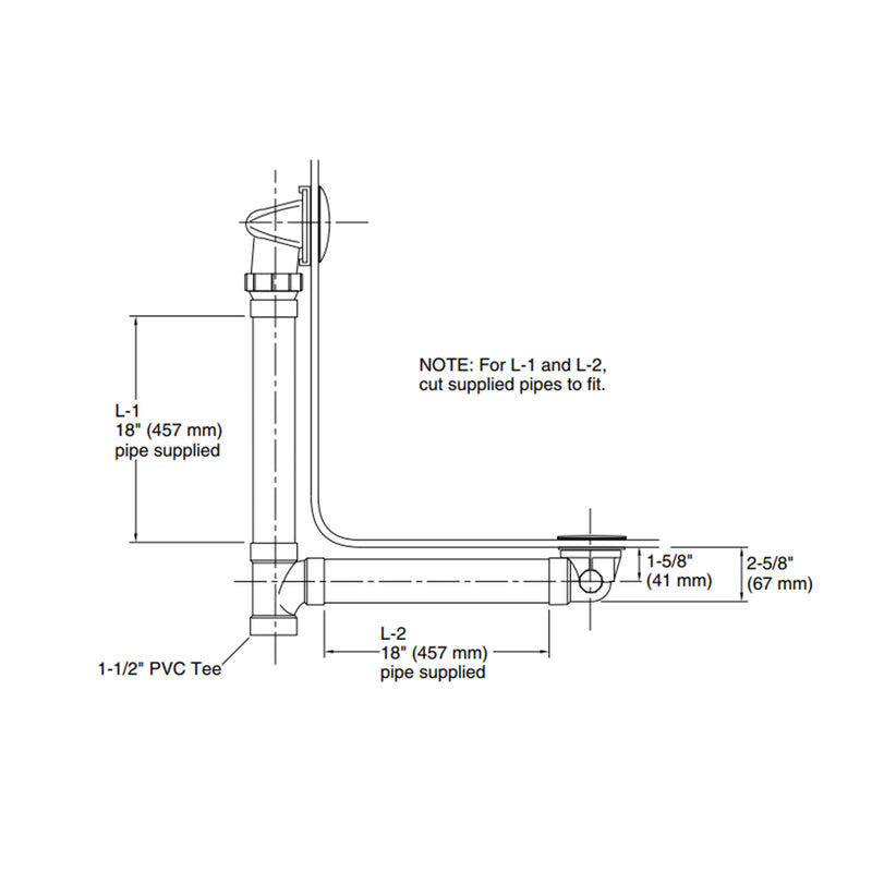 Clearflo Slotted Overflow Tub Drain - Built-In - 18" Pvc/Matt Black