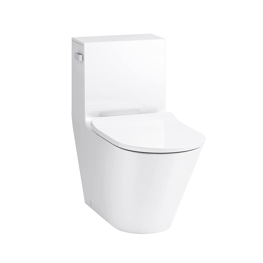 Brazn Compact Elongated Complete Dual Flush One Piece Toilet - Floor Mount - 30" Porcelain/White