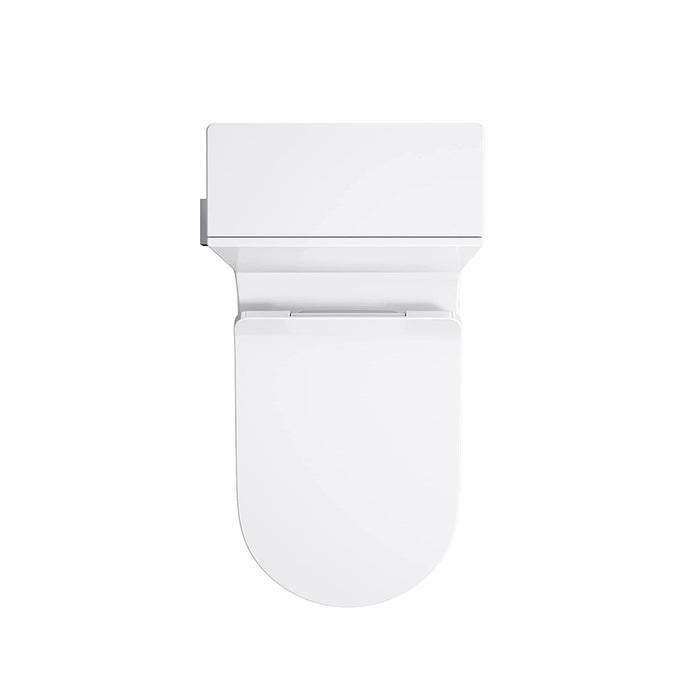 Brazn Compact Elongated Complete Dual Flush One Piece Toilet - Floor Mount - 30" Porcelain/White