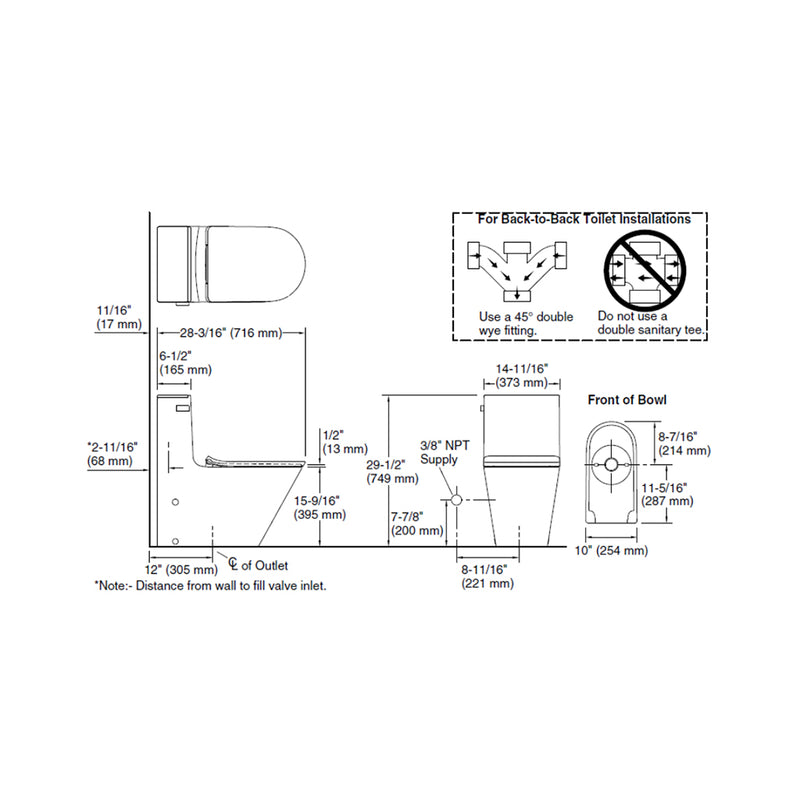 Brazn Compact Elongated Complete Dual Flush One Piece Toilet - Floor Mount - 30" Porcelain/White