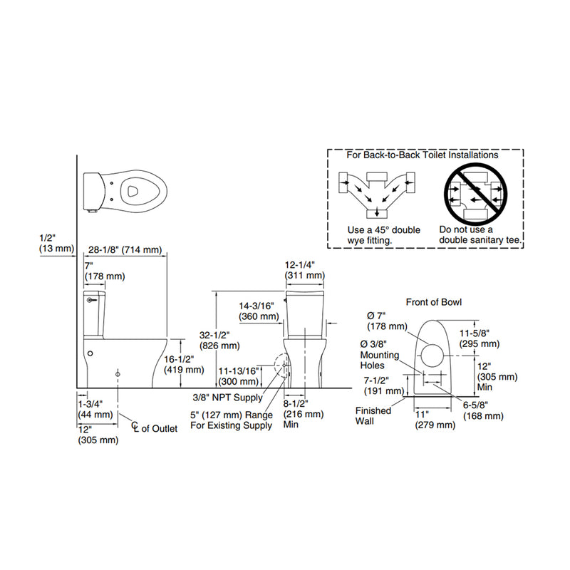 Persuade Curv Elongated Complete Dual Flush Two Piece Toilet - Floor Mount - 15" Porcelain/White