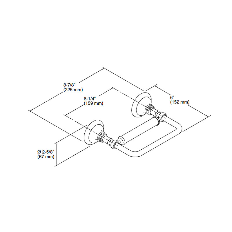 Artifacts Pivoting Toilet Paper Holder - Wall Mount - 7" Brass/Polished Nickel