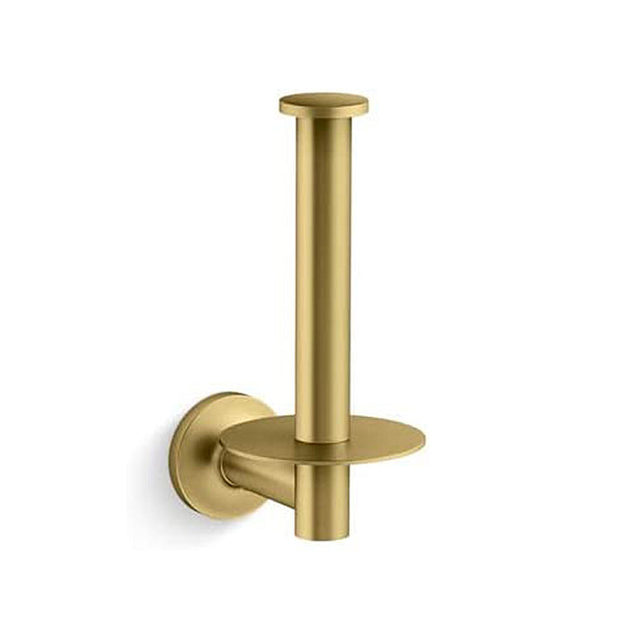 Purist Vertical Toilet Paper Holder - Wall Mount - 7" Brass/Brushed Brass
