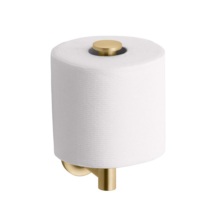 Purist Vertical Toilet Paper Holder - Wall Mount - 7" Brass/Brushed Brass
