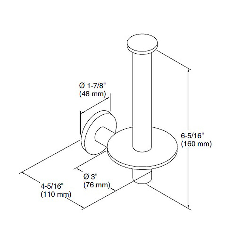 Purist Vertical Toilet Paper Holder - Wall Mount - 7" Brass/Brushed Brass