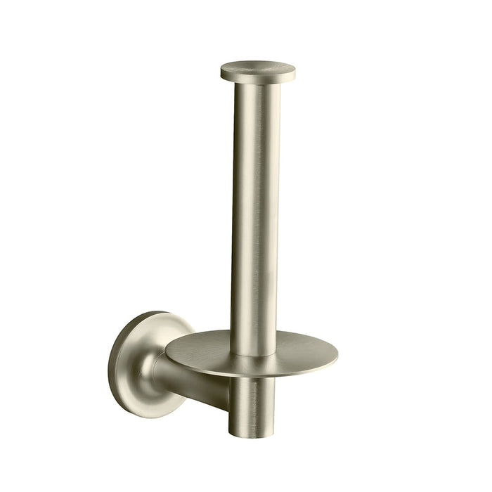 Purist Vertical Toilet Paper Holder - Wall Mount - 7" Brass/Brushed Nickel