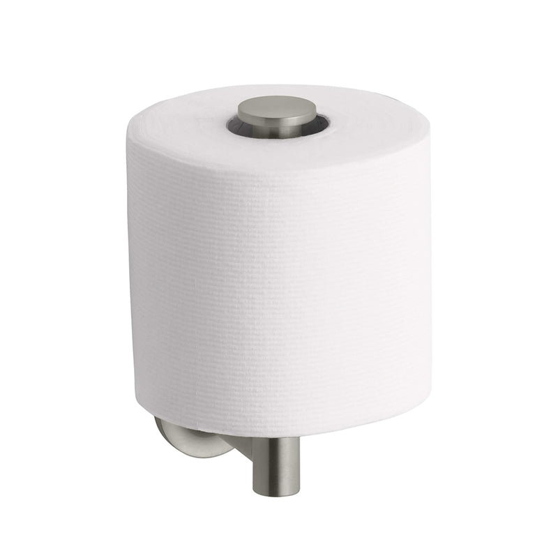 Purist Vertical Toilet Paper Holder - Wall Mount - 7" Brass/Brushed Nickel