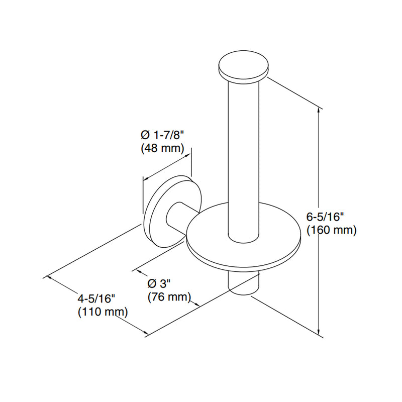 Purist Vertical Toilet Paper Holder - Wall Mount - 7" Brass/Brushed Nickel