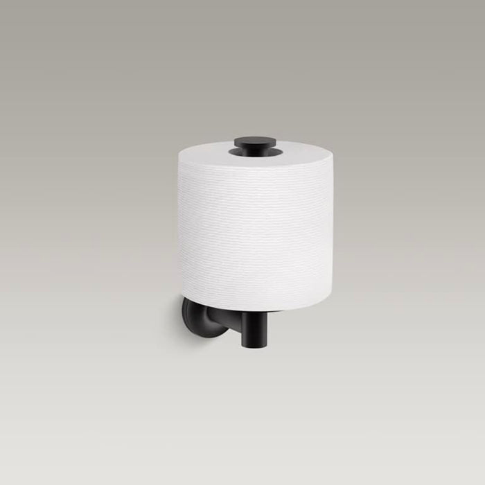 Purist Vertical Toilet Paper Holder - Wall Mount - 7" Brass/Matt Black