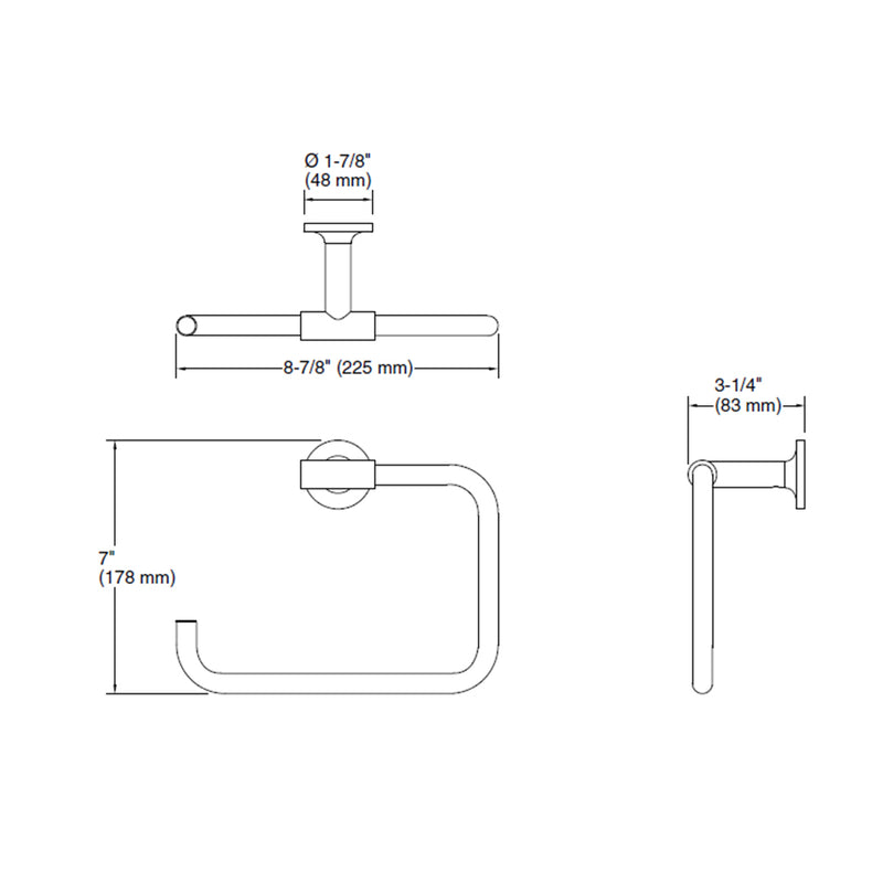 Purist Towel Ring - Wall Mount - 7" Brass/Brushed Brass