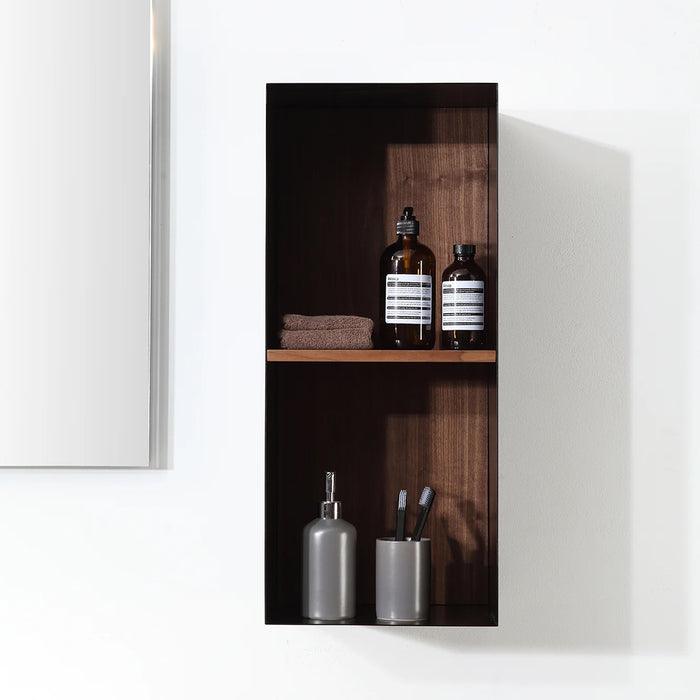 Shadow Open Shelf Auxiliary Vanity - Wall Mount - 12" Wood/Steel/Walnut