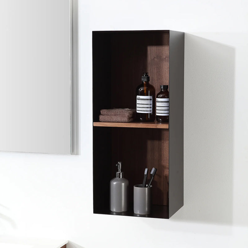 Shadow Open Shelf Auxiliary Column - Wall Mount - 12" Wood/Steel/Walnut