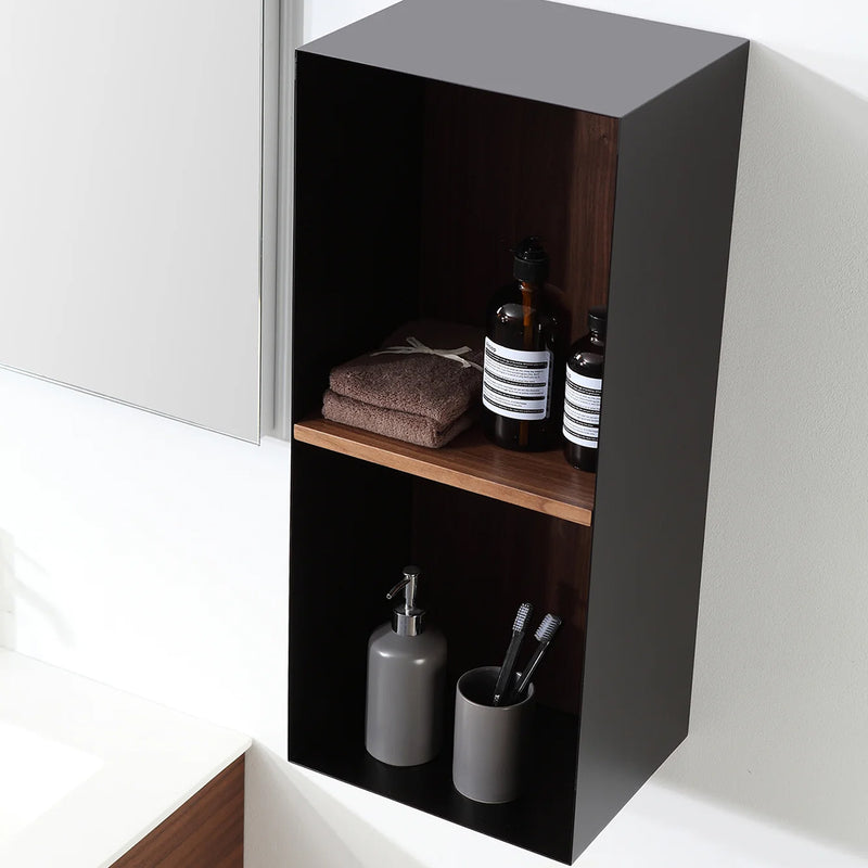 Shadow Open Shelf Auxiliary Column - Wall Mount - 12" Wood/Steel/Walnut