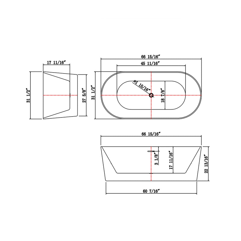 Broadway Bathtub - Free Standing - 67" Acrylic/White