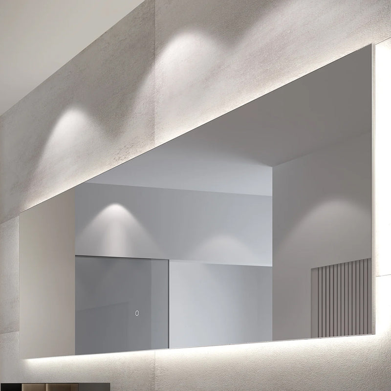 Ocala Vanity Mirror with LED Lighting - Wall Mount - 60" Glass/Steel/Matt Black