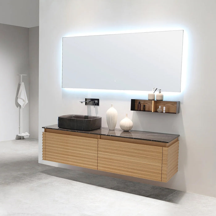 Ocala Vanity Mirror with LED Lighting - Wall Mount - 60" Glass/Steel/Matt Black