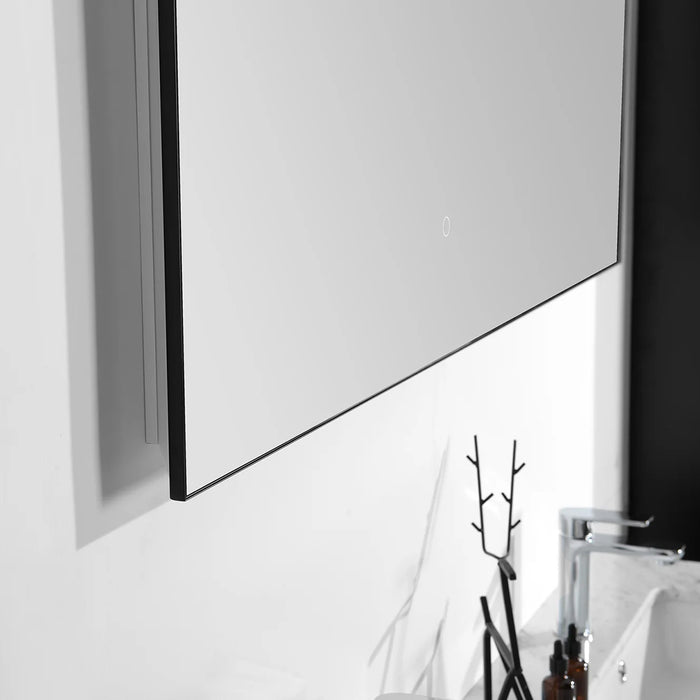 Ocala Vanity Mirror with LED Lighting - Wall Mount - 60" Glass/Steel/Matt Black