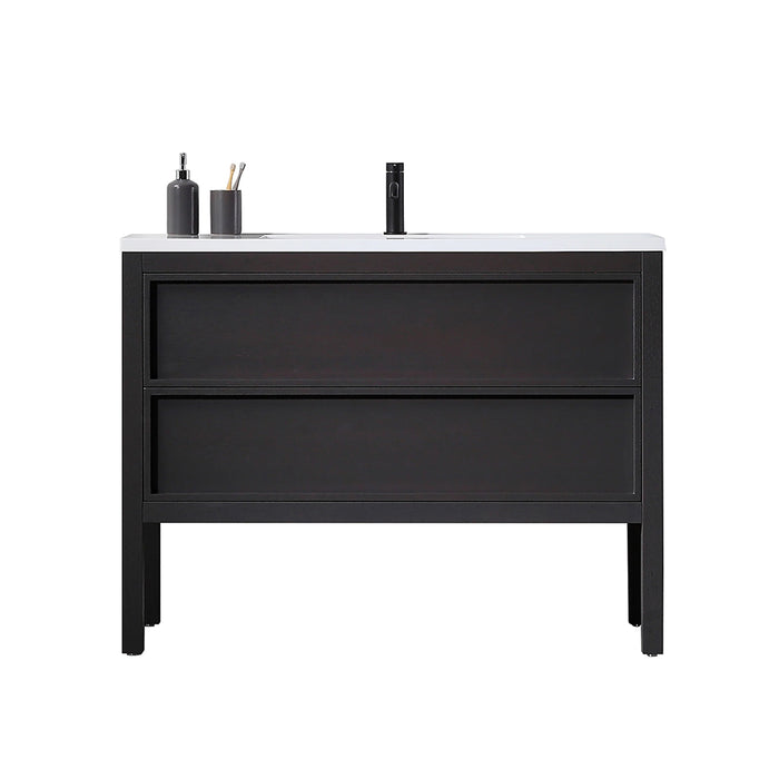 Annecy 2 Drawers Bathroom Vanity with Acrylic Sink - Floor Mount - 48" Wood/Charcoal Oak