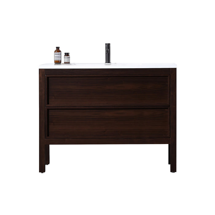 Annecy 2 Drawers Bathroom Vanity with Acrylic Sink - Floor Mount - 48" Wood/Dark Walnut