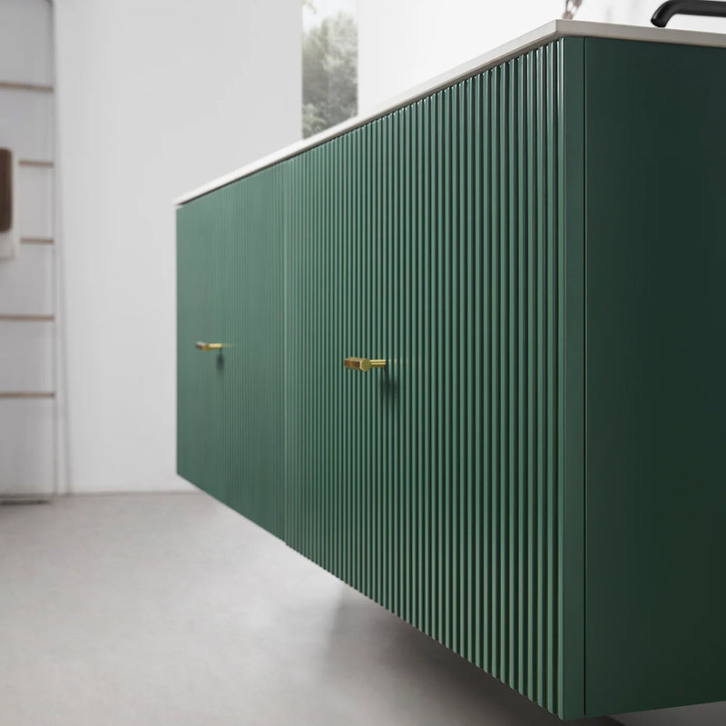 Barcelona 2 Drawers Bathroom Vanity White with White Stone Sink - Wall Mount - 60" Wood/Forest Green