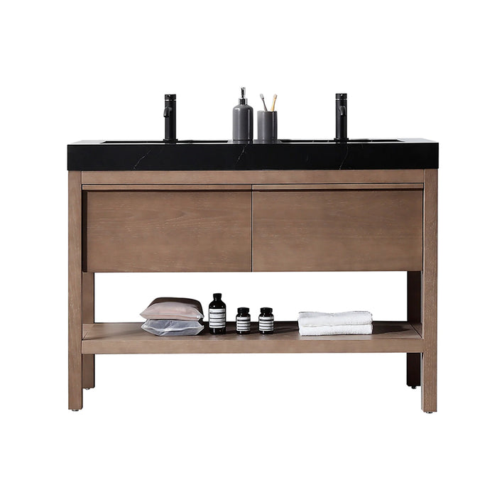 Bibury 2 Drawers Bathroom Vanity with Quartz Sink - Floor Mount - 48" Wood/Chestnut Oak