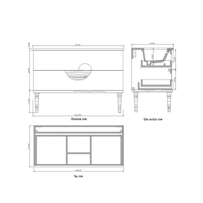 Burano 2 Drawers Bathroom Vanity with Quartz Sink - Floor Mount - 48" Wood/Aloe Green/Walnut