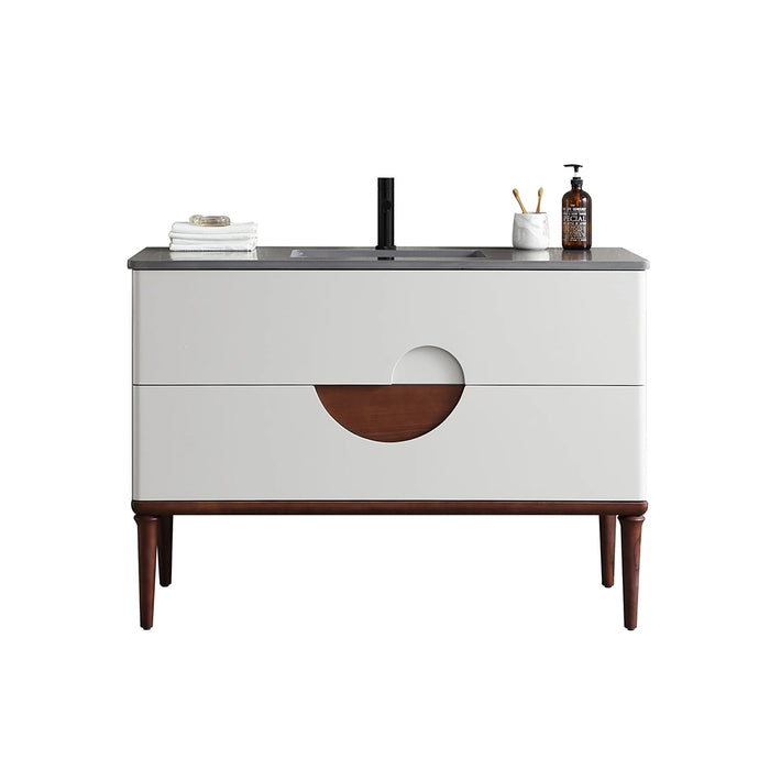 Burano 2 Drawers Bathroom Vanity with Quartz Sink - Floor Mount - 48" Wood/Beige/Walnut