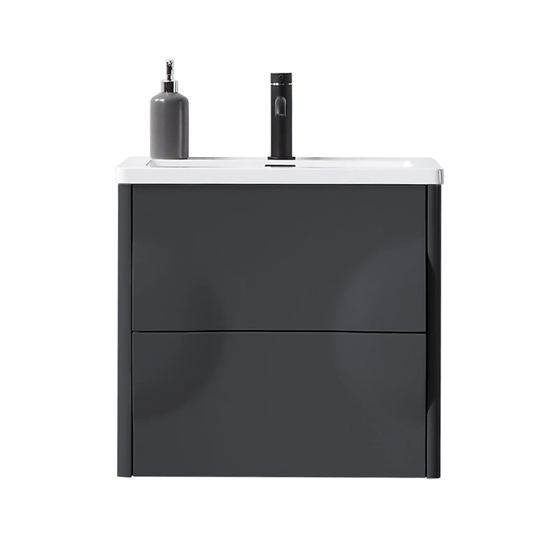 Colmar 2 Drawers Bathroom Vanity with Acrylic Sink - Wall Mount - 24" Wood/Dark Grey