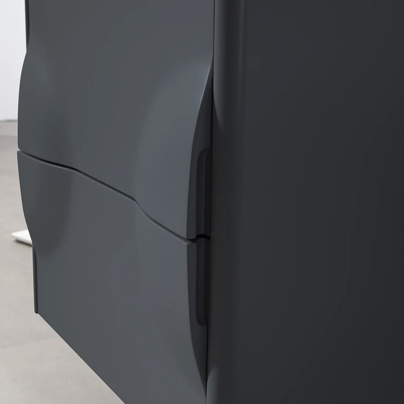 Colmar 2 Drawers Bathroom Vanity with Acrylic Sink - Wall Mount - 24" Wood/Dark Grey