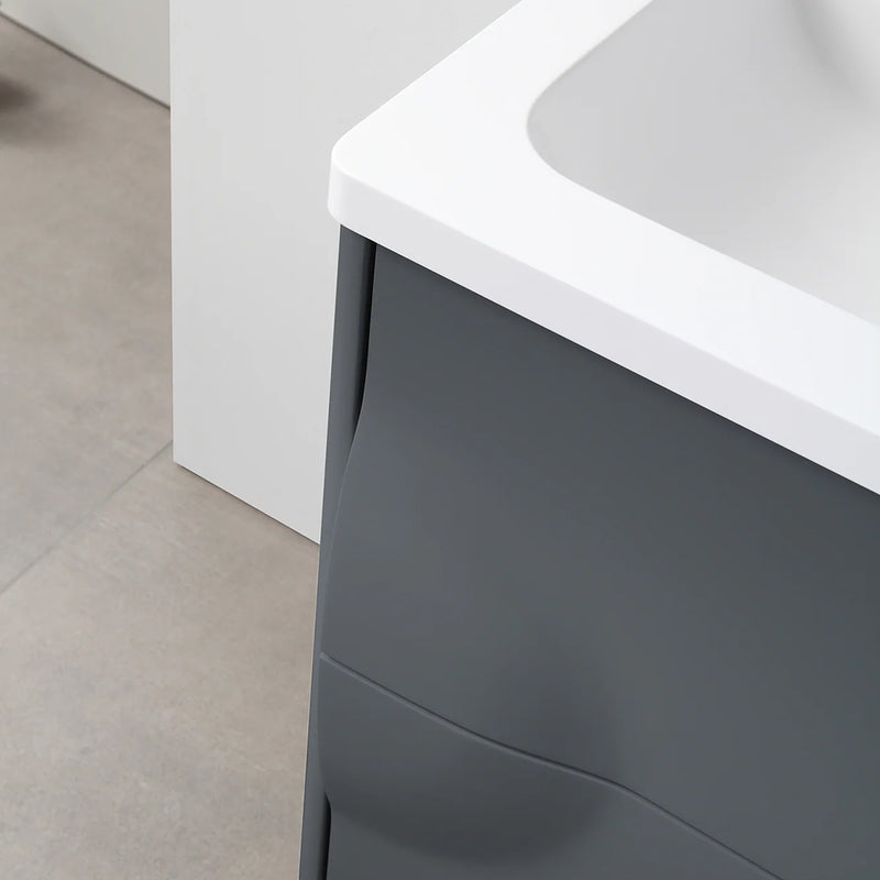 Colmar 2 Drawers Bathroom Vanity with Acrylic Sink - Wall Mount - 24" Wood/Dark Grey