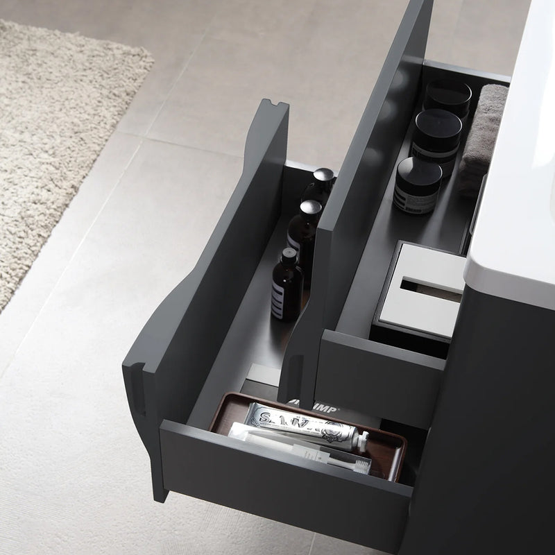 Colmar 2 Drawers Bathroom Vanity with Acrylic Sink - Wall Mount - 24" Wood/Dark Grey