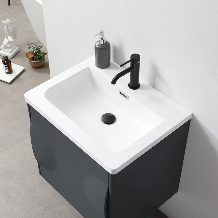 Colmar 2 Drawers Bathroom Vanity with Acrylic Sink - Wall Mount - 24" Wood/Dark Grey