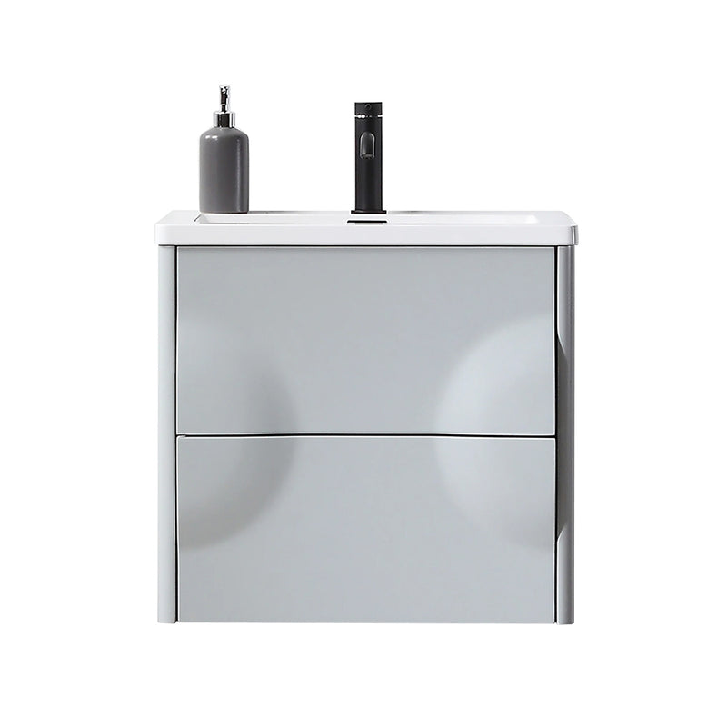 Colmar 2 Drawers Bathroom Vanity with Acrylic Sink - Wall Mount - 24" Wood/Light Gray
