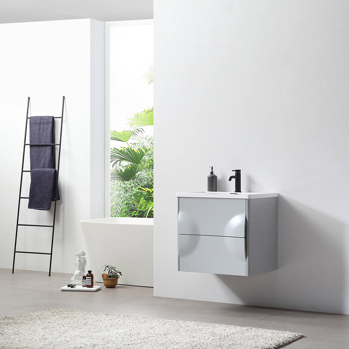 Colmar 2 Drawers Bathroom Vanity with Acrylic Sink - Wall Mount - 24" Wood/Light Gray