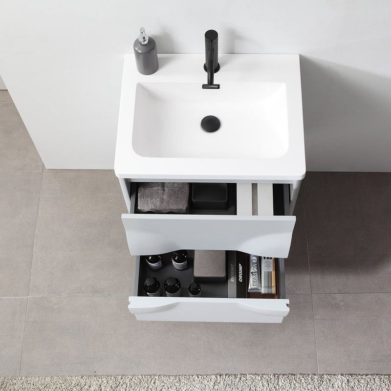 Colmar 2 Drawers Bathroom Vanity with Acrylic Sink - Wall Mount - 24" Wood/Light Gray