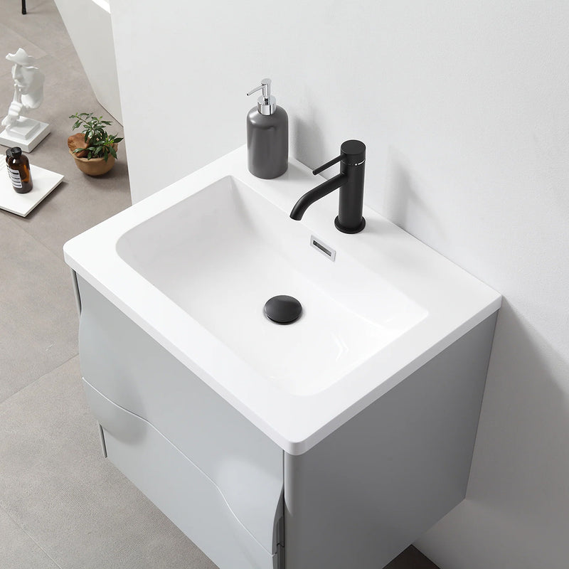 Colmar 2 Drawers Bathroom Vanity with Acrylic Sink - Wall Mount - 24" Wood/Light Gray