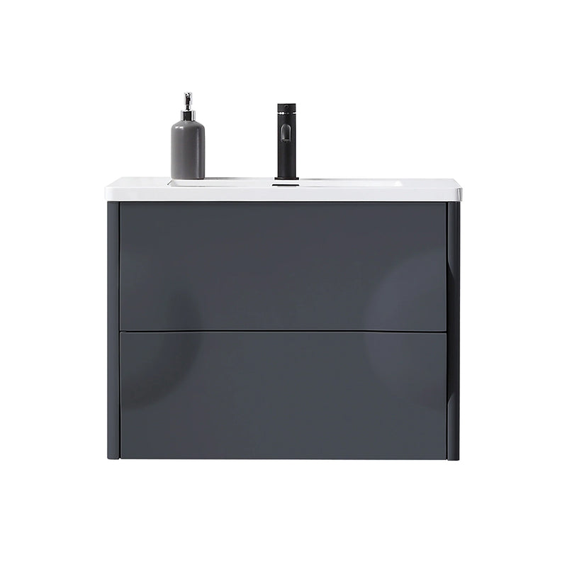 Colmar 2 Drawers Bathroom Vanity with Acrylic Sink - Wall Mount - 30" Wood/Dark Grey