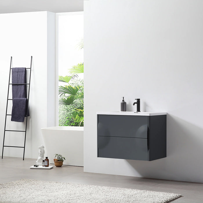 Colmar 2 Drawers Bathroom Vanity with Acrylic Sink - Wall Mount - 30" Wood/Dark Grey