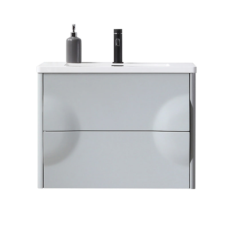 Colmar 2 Drawers Bathroom Vanity with Acrylic Sink - Wall Mount - 30" Wood/Light Gray
