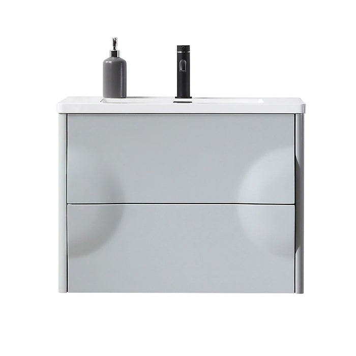 Colmar 2 Drawers Bathroom Vanity with Acrylic Sink - Wall Mount - 30" Wood/Light Gray